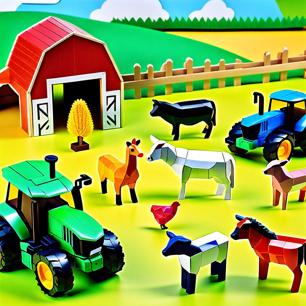 interactive farm with crops and animals