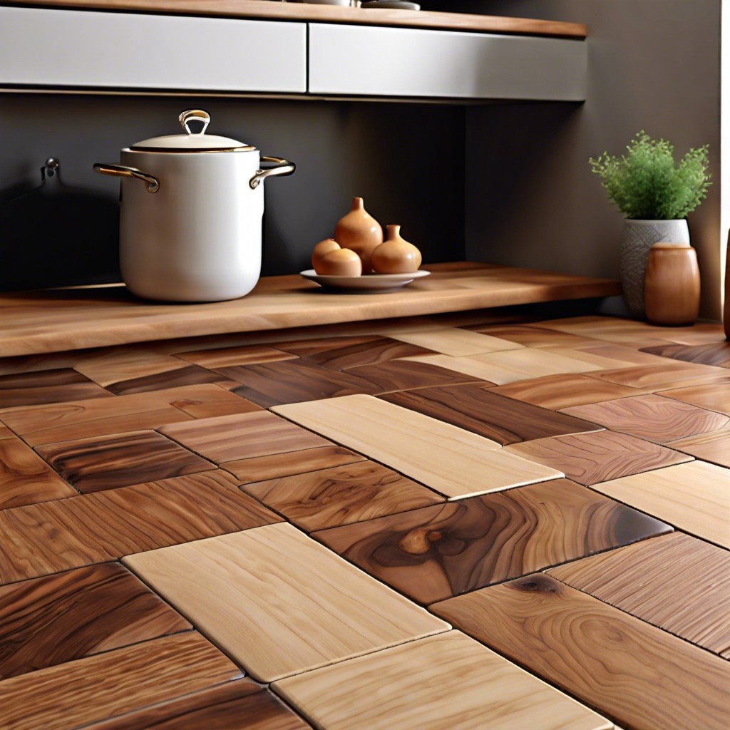 interlocking wood tiles for a unique organic countertop