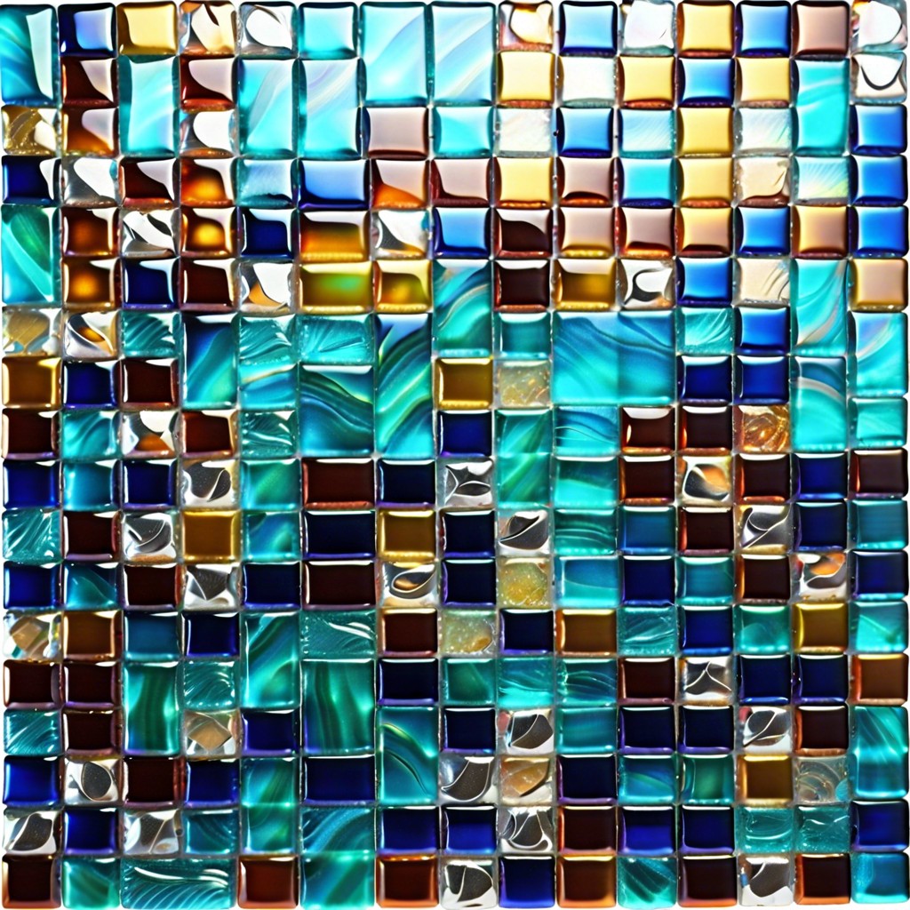 iridescent glass mosaic tiles