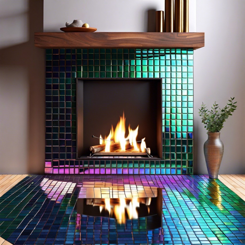 iridescent glass tiles for a shimmering effect