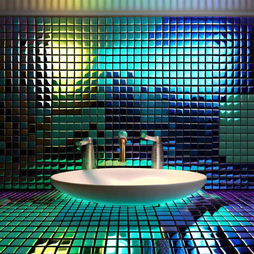 iridescent mosaic tiles for a luminous effect