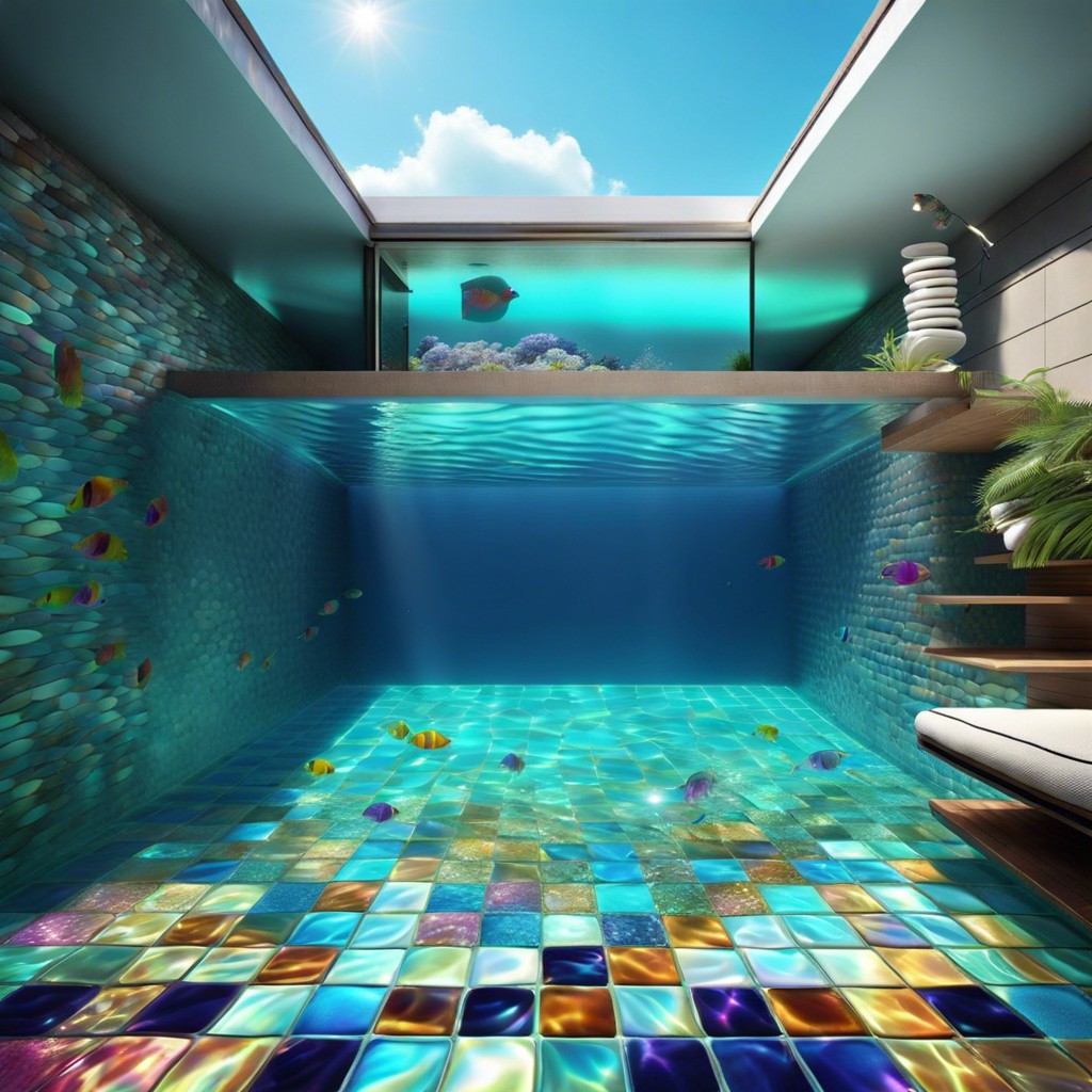 iridescent tiles that change color underwater