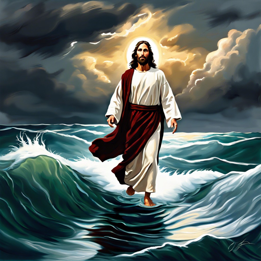 jesus walking on water during a storm