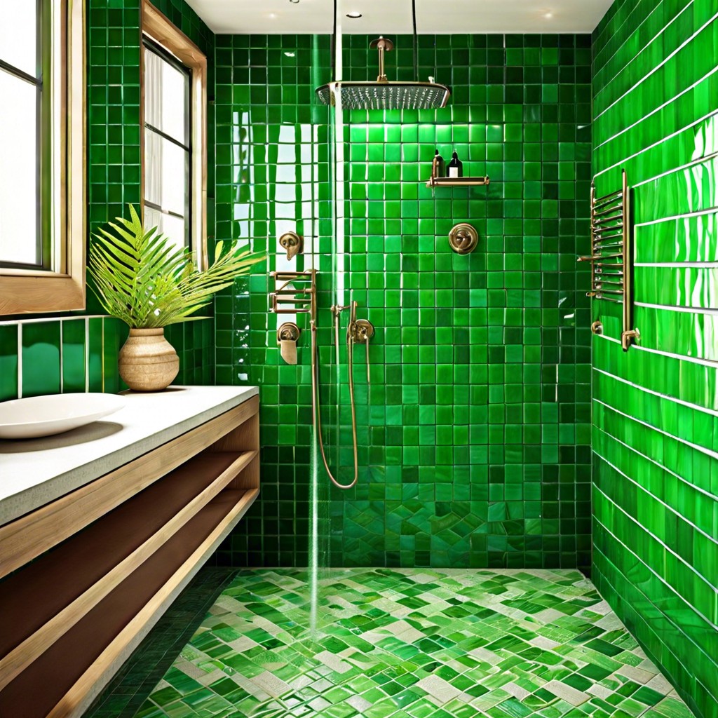 jungle inspired mosaic with varying shades of green