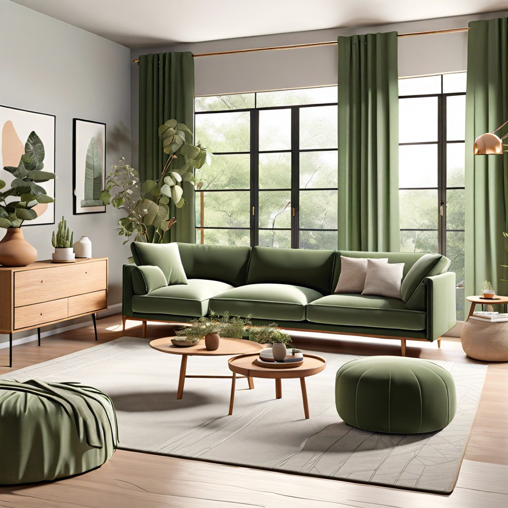 l shaped sage green couch