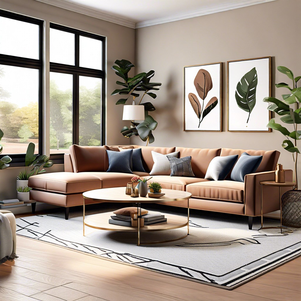 l shaped sectional with a chic coffee table