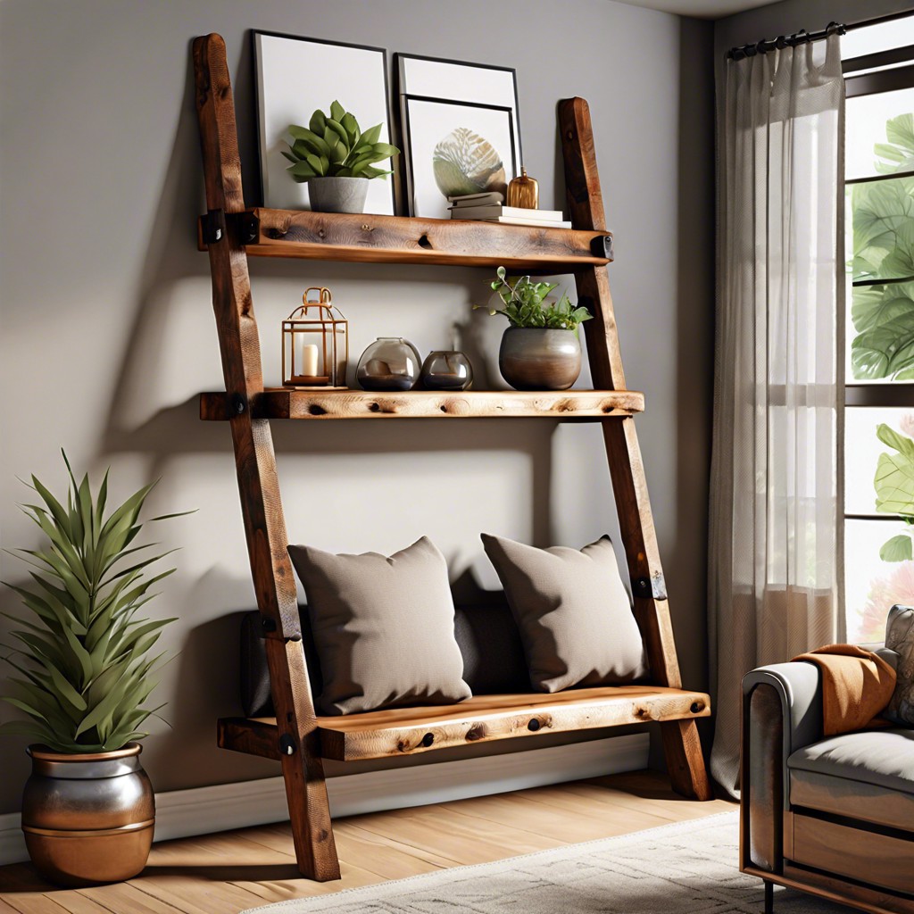 ladder shelf layering use a freestanding ladder shelf to add a rustic touch