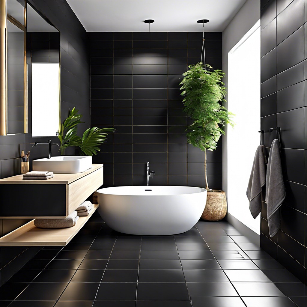 large format black porcelain tiles for a minimalist modern look