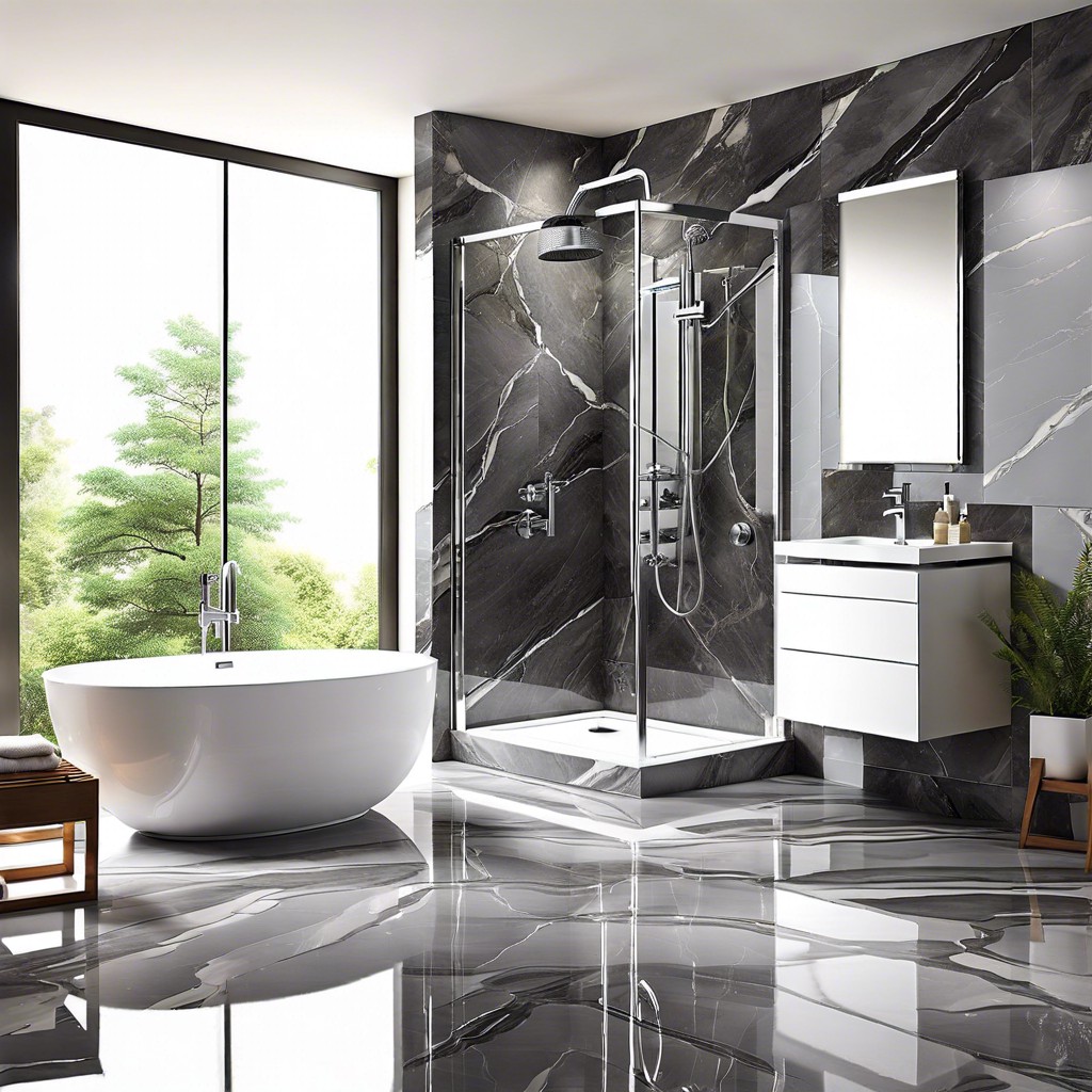 large format grey marble tiles