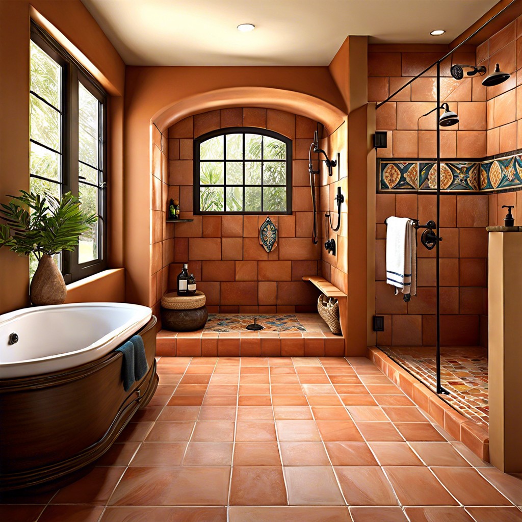 large terracotta tiles with mediterranean inspired accents