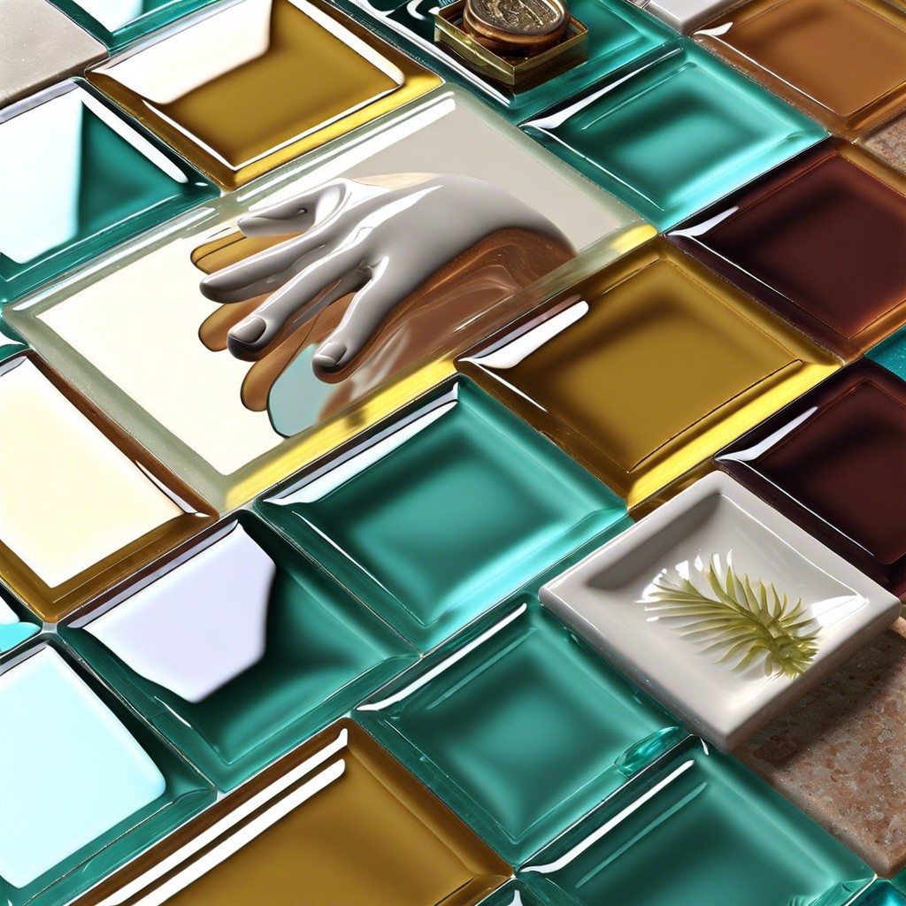 layered glass tiles creating a 3d effect