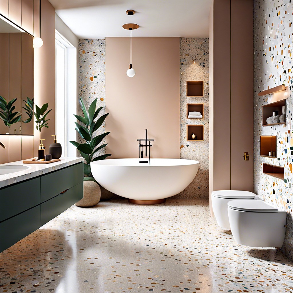 layered terrazzo walls for a multicolored effect