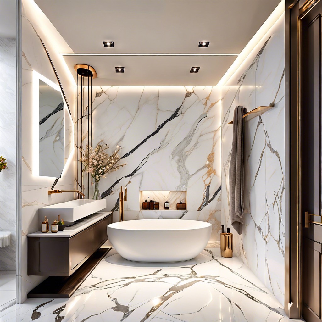 led lined marble niches for ambient lighting