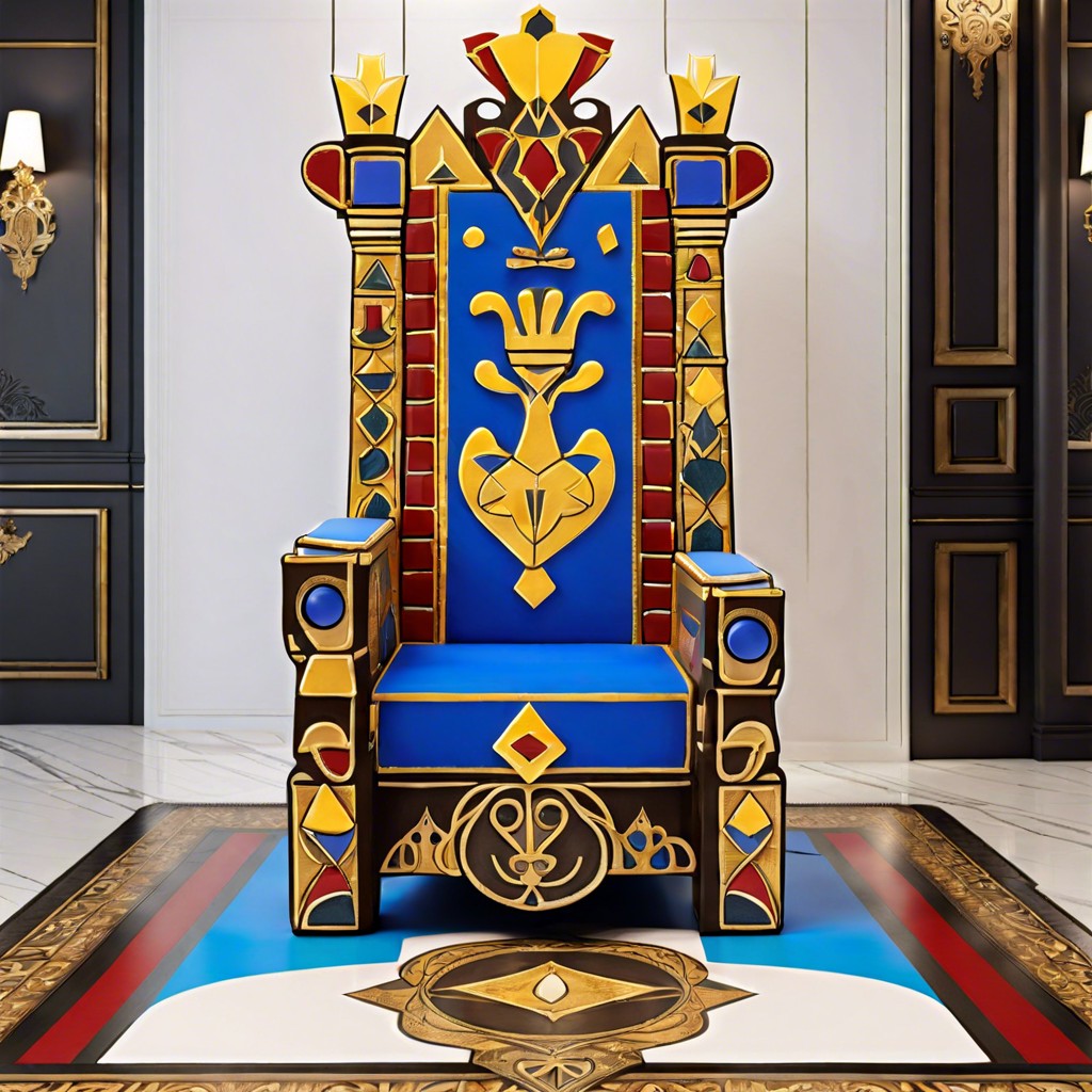 life size throne with royal symbols