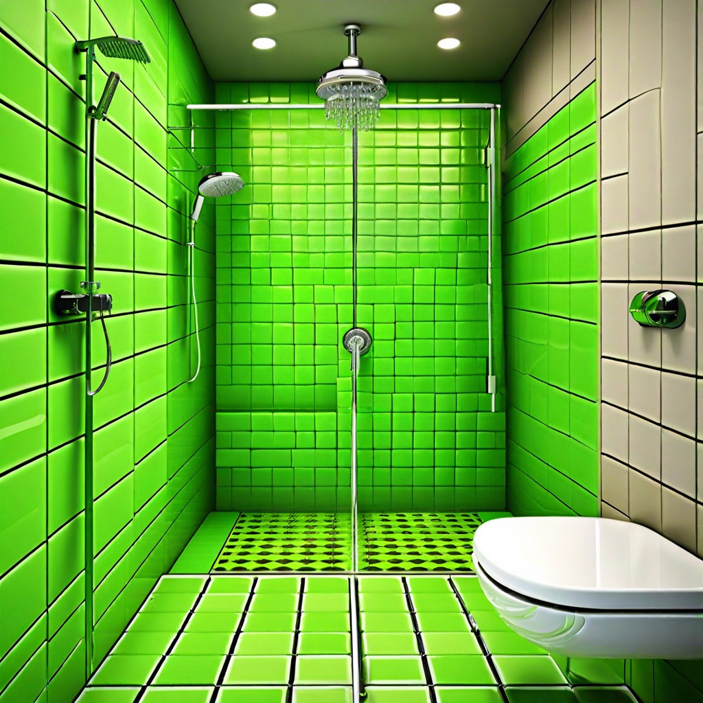 lime green geometric tiles for a pop of color