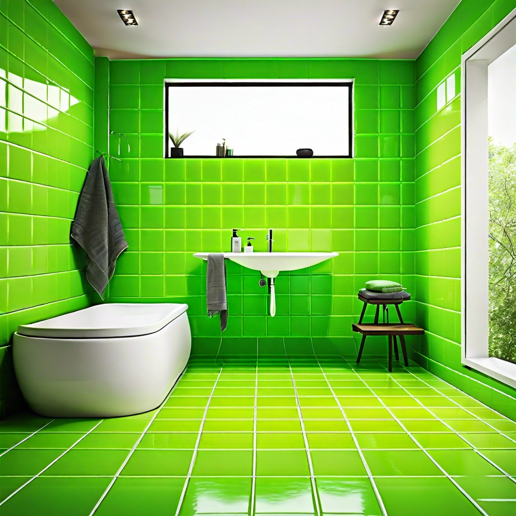 lime green tiles with minimalist design