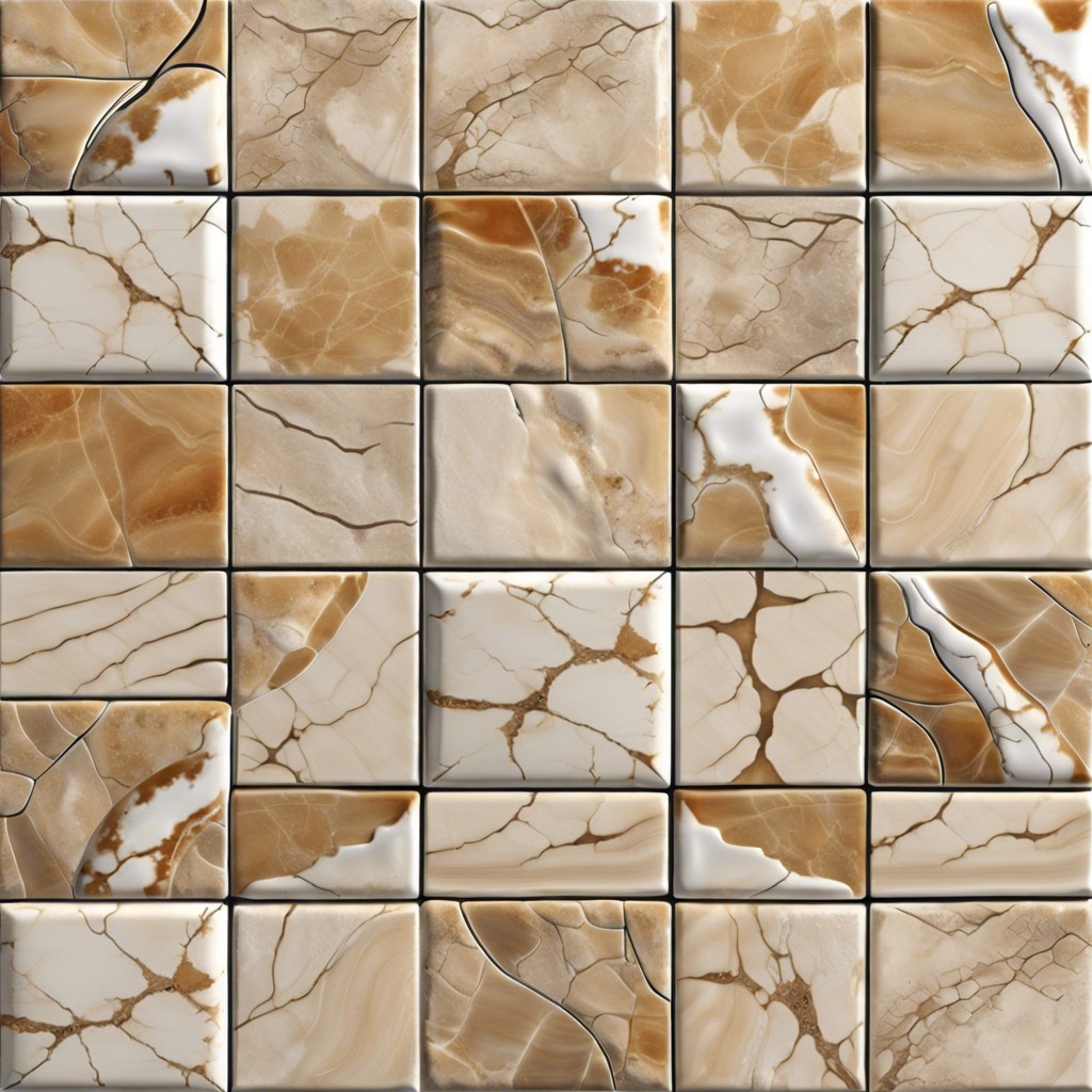 limestone tiles with fossil patterns