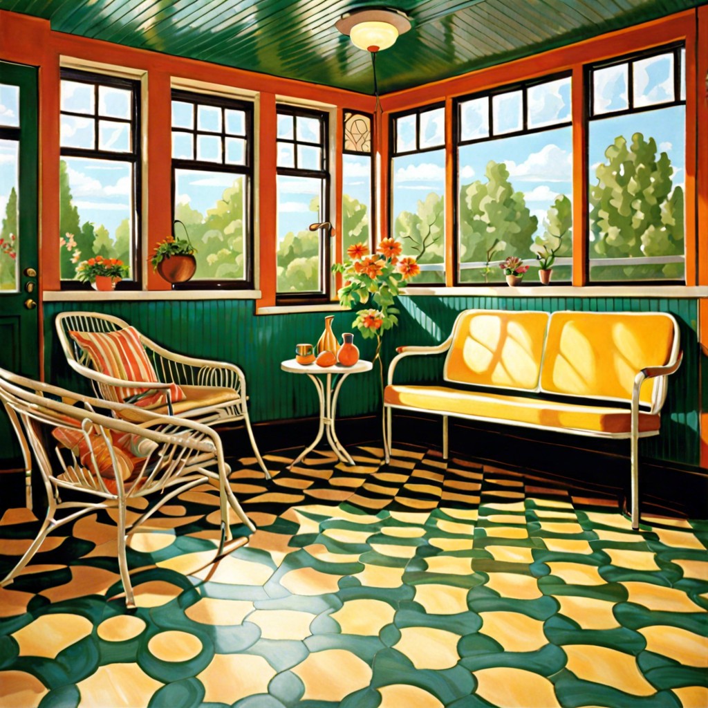 linoleum in bright patterns for a retro look