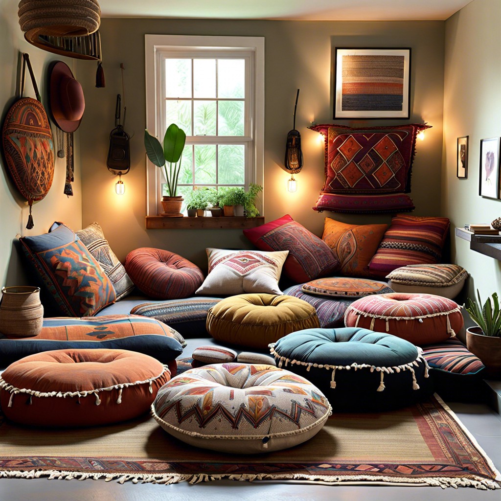 low floor cushions for a casual bohemian vibe