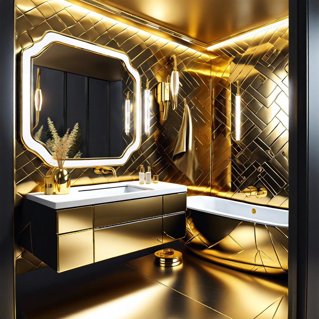 luxe metallic finishes in gold brass or black for taps and fixtures