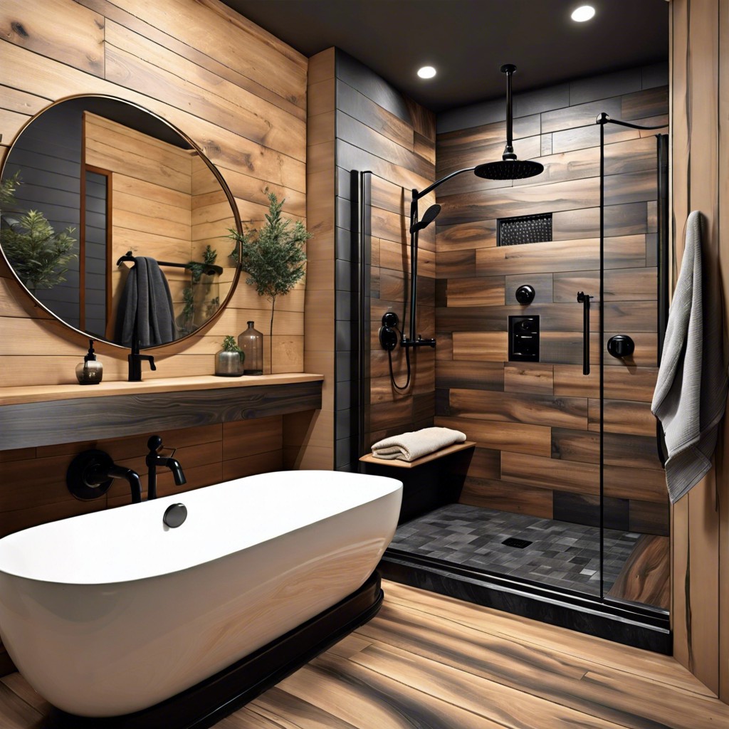 luxurious charred wood accents