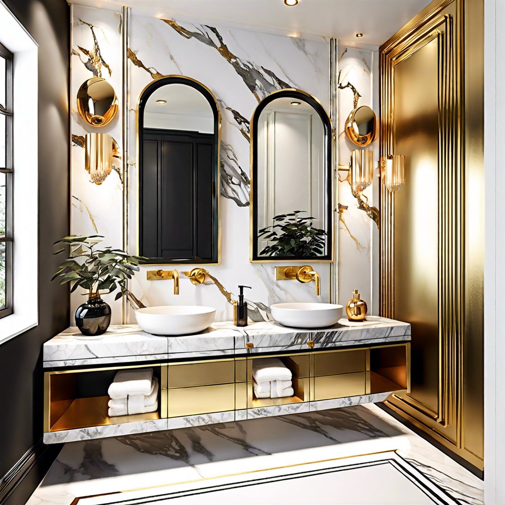 luxurious marble walls and gold accents