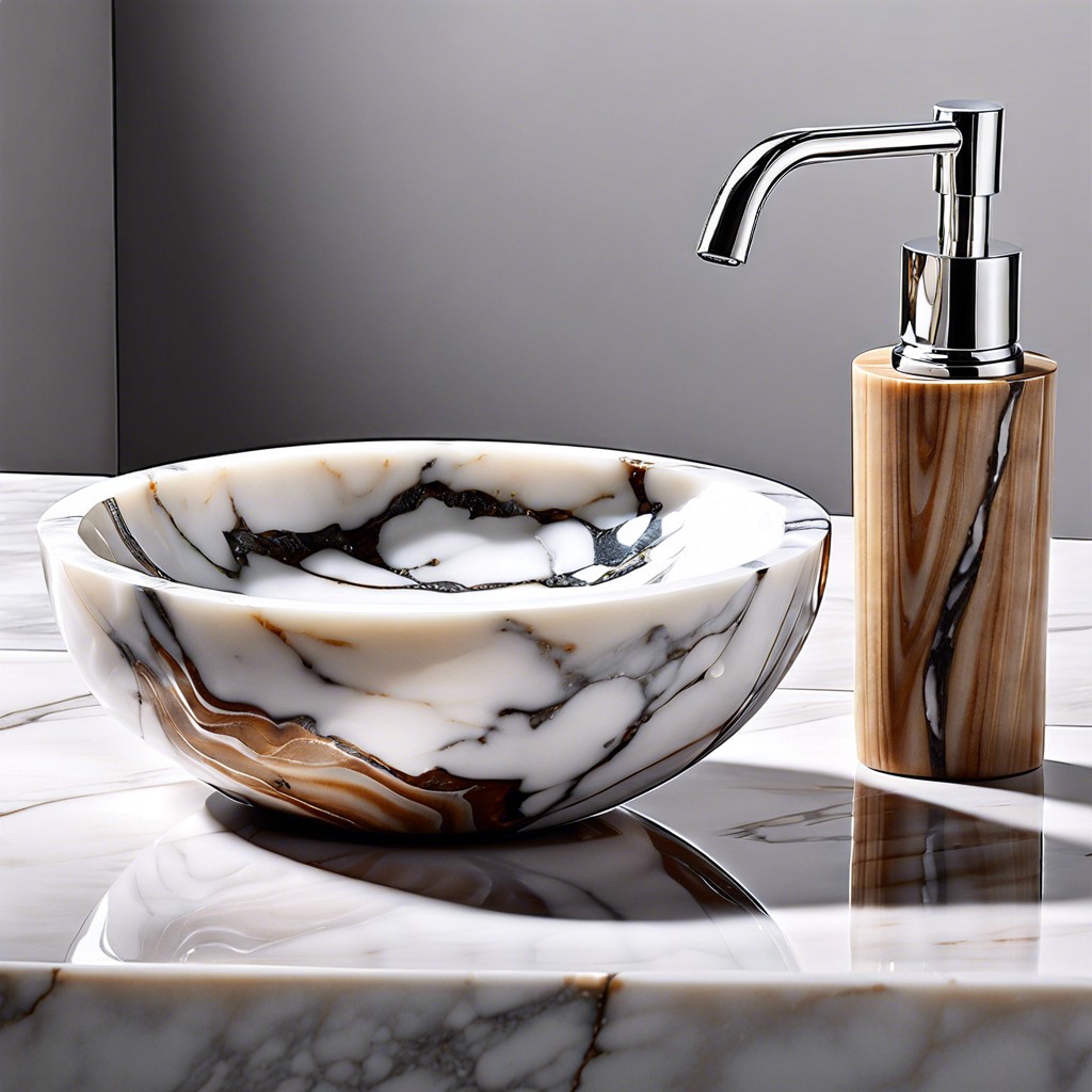 marble accessories like soap dishes and dispenser holders