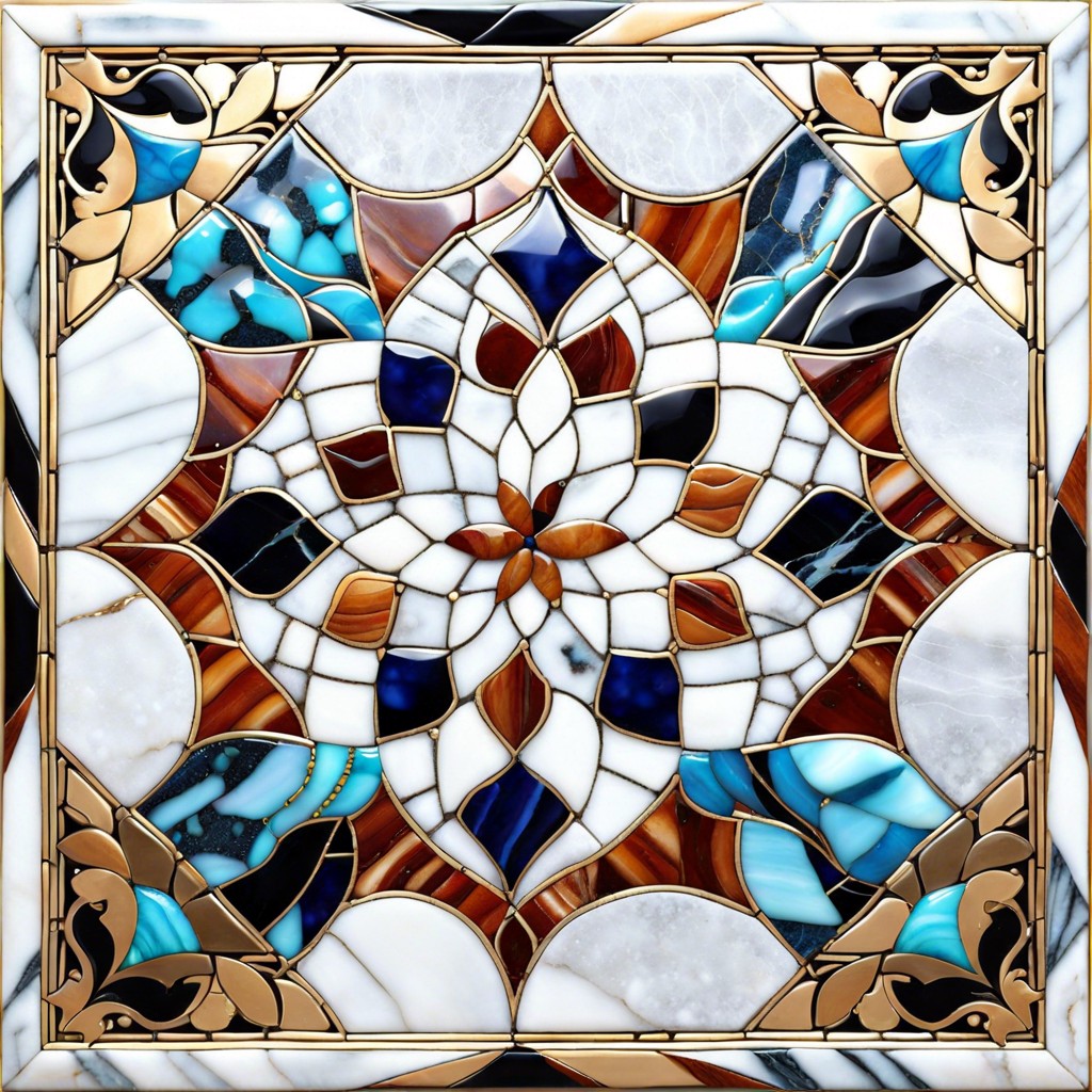 marble inlays with other natural stones for unique patterns