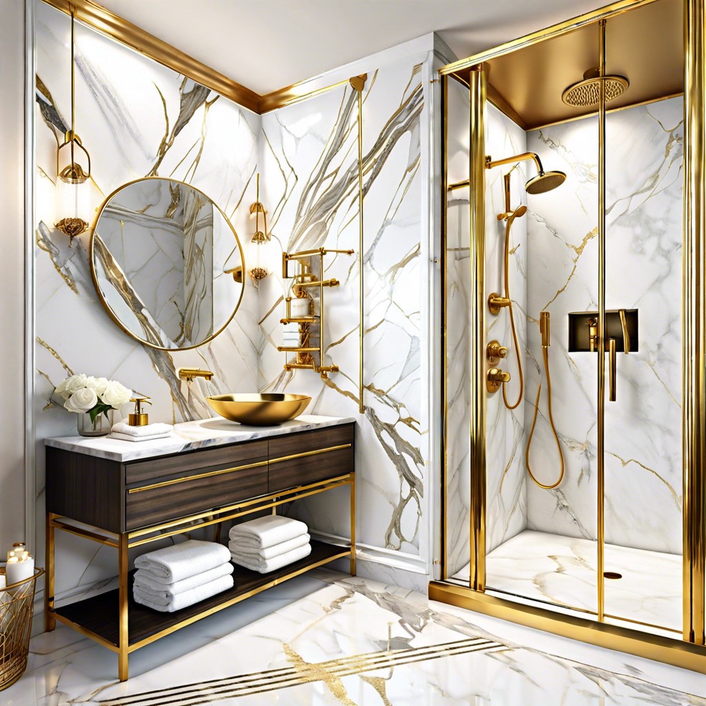 marble tile with gold vein accents