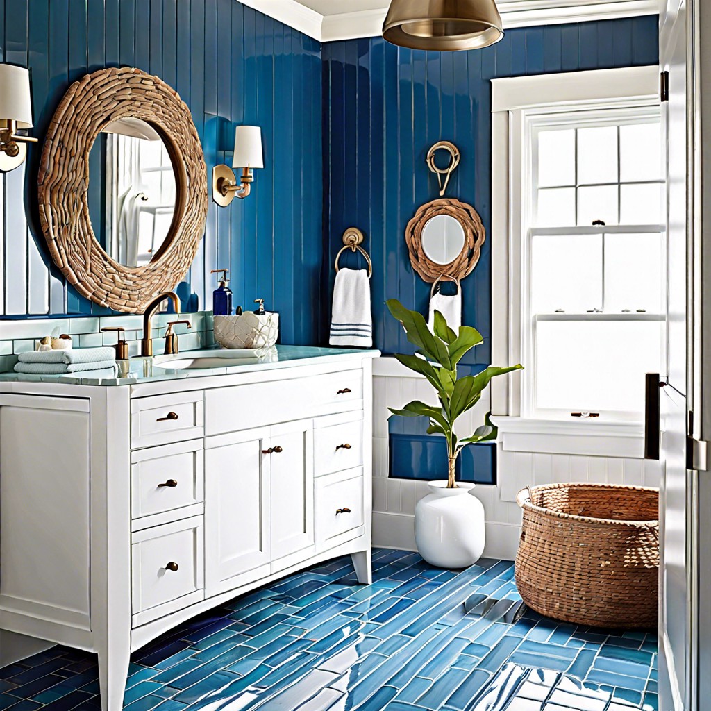 marine blue subway tiles