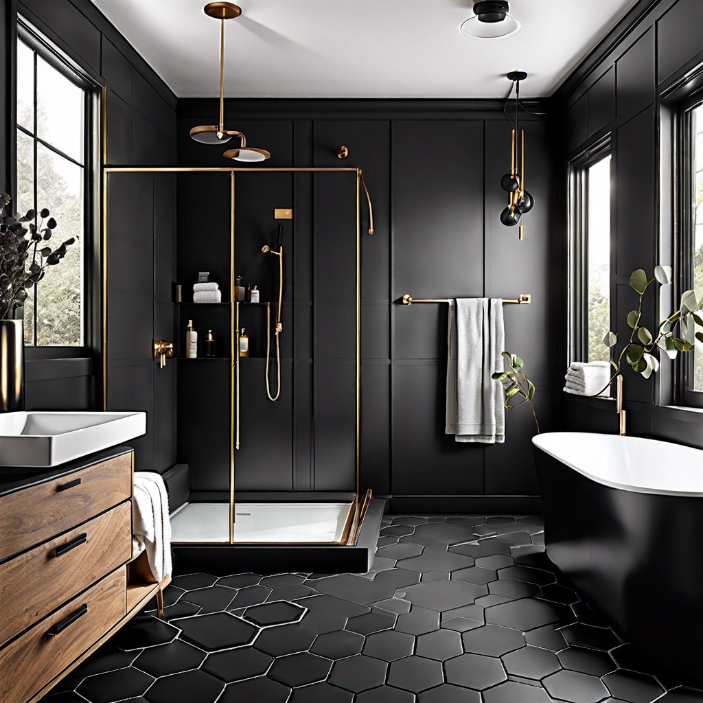 matte black hexagon tiles