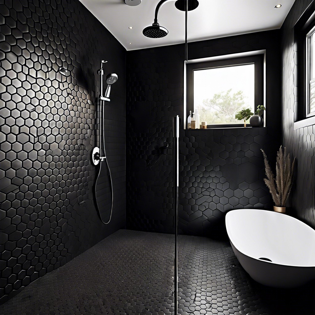 matte black hexagonal tiles for a bold statement