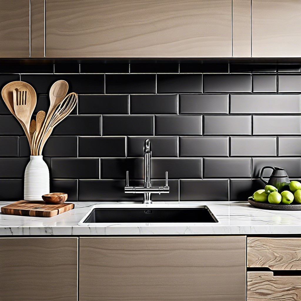 matte black subway tiles