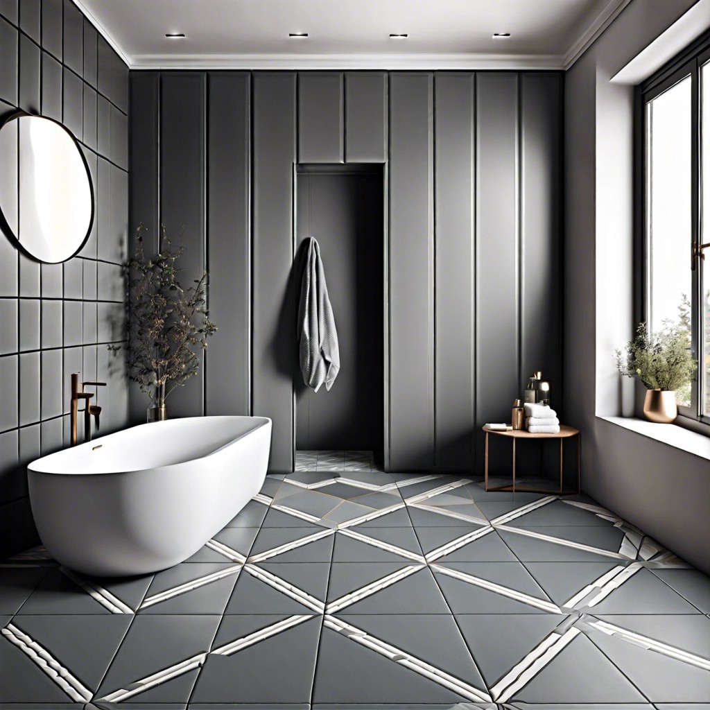 matte grey tiles with geometric patterns