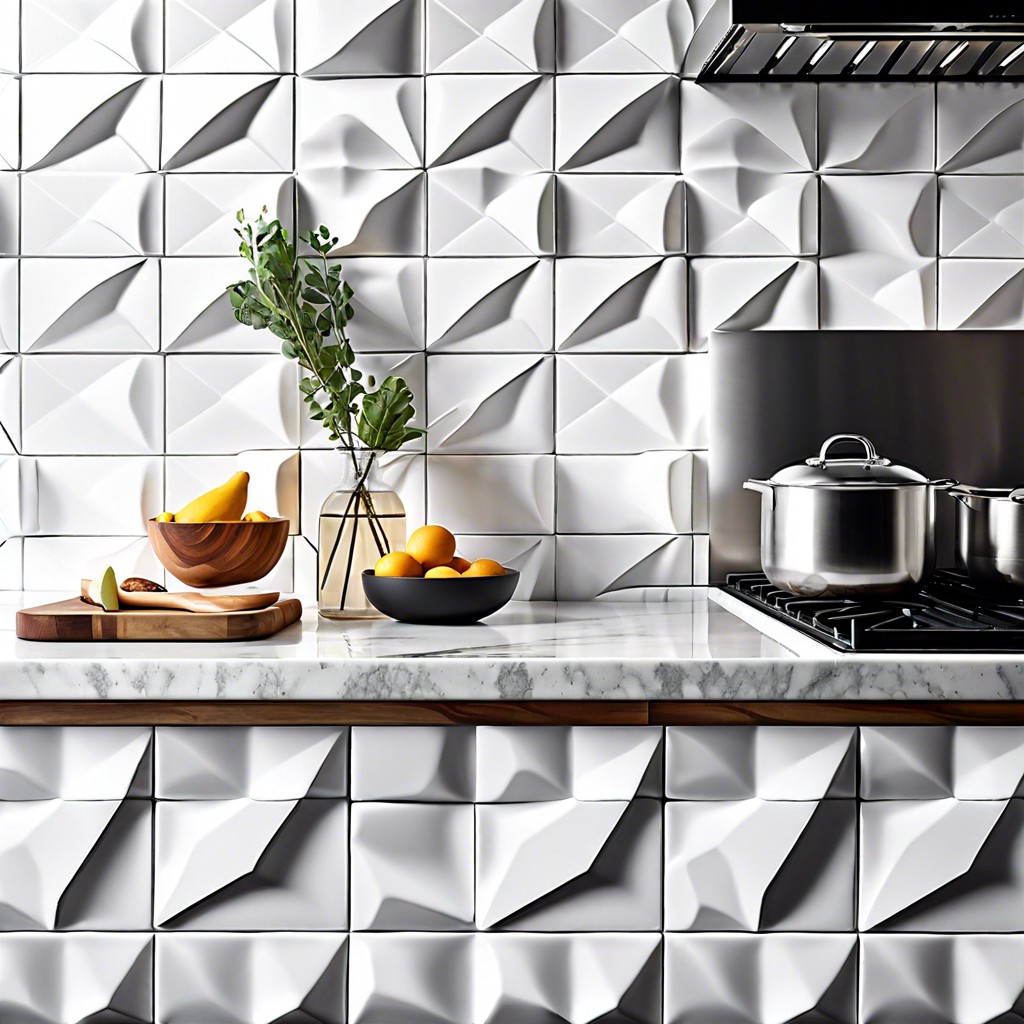 matte white geometric tiles