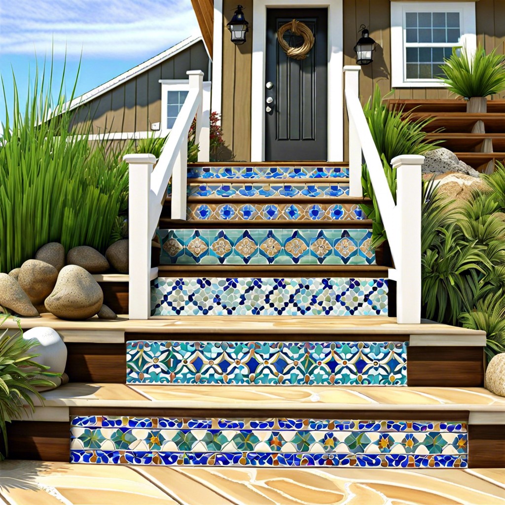 mediterranean style choose terracotta or blue painted tiles for a coastal vibe