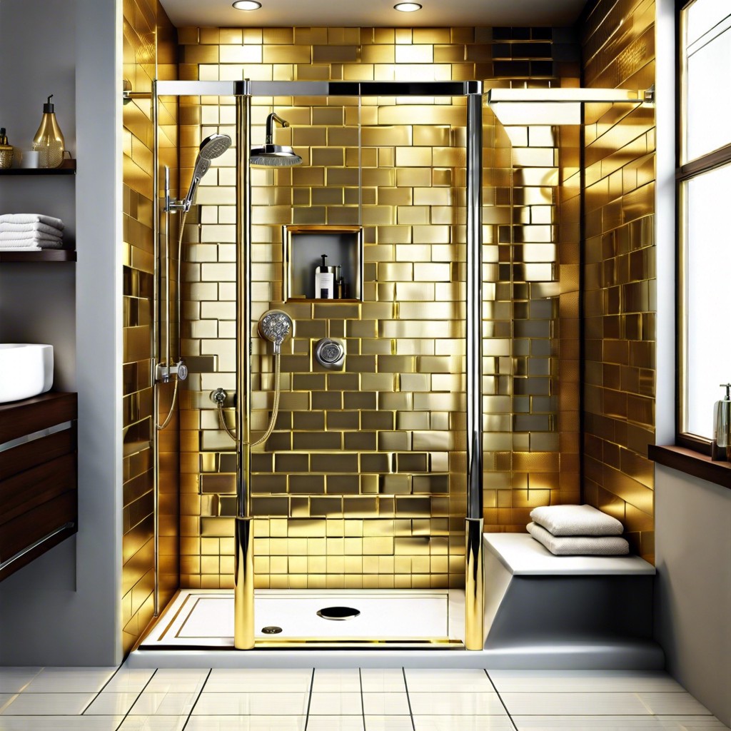 metallic accents silver or gold glass tiles interspersed for a shimmering effect