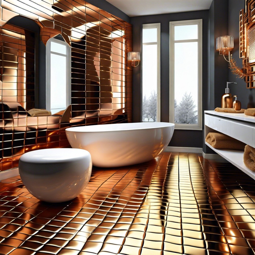 metallic copper or gold tiles for a touch of luxury