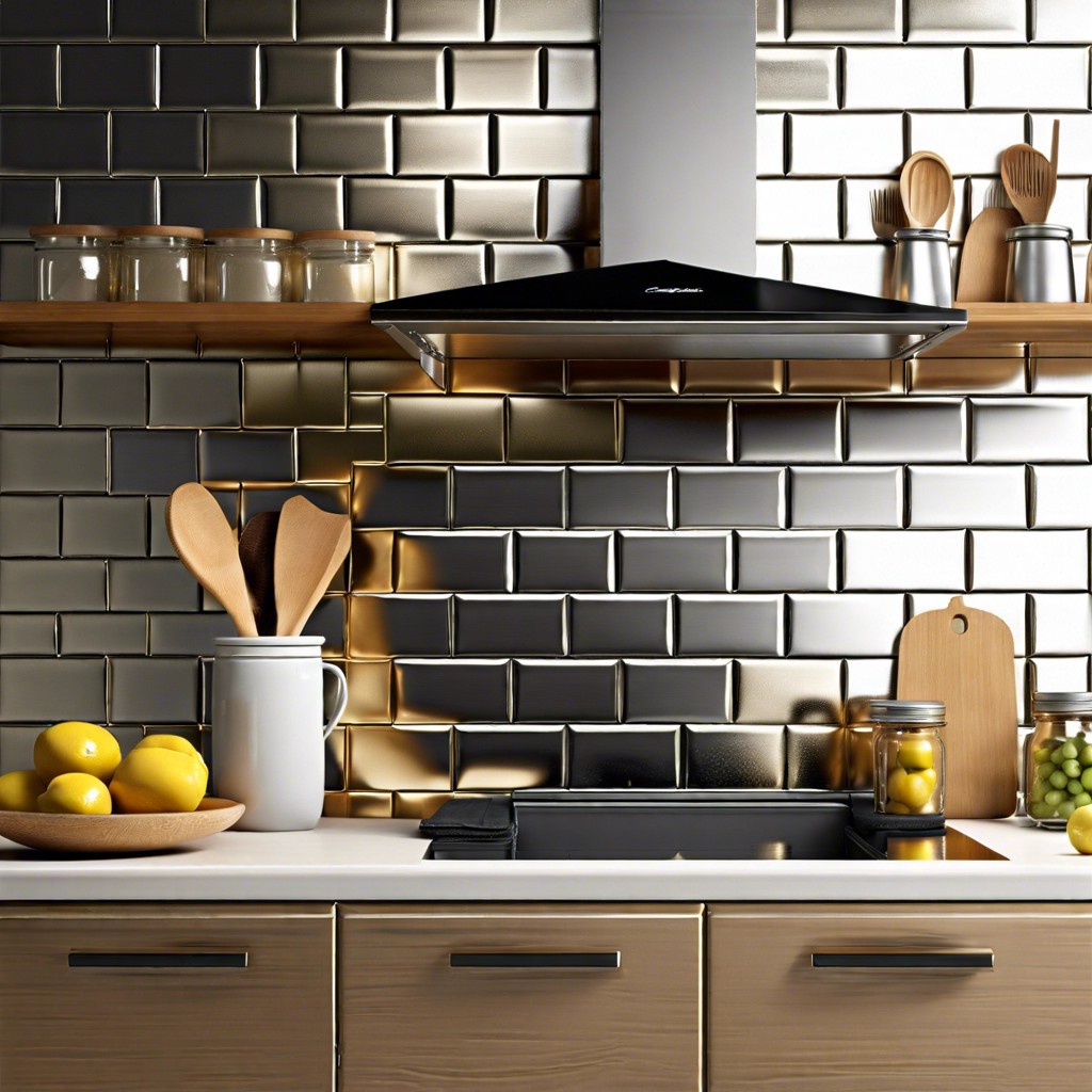 metallic finish subway tiles