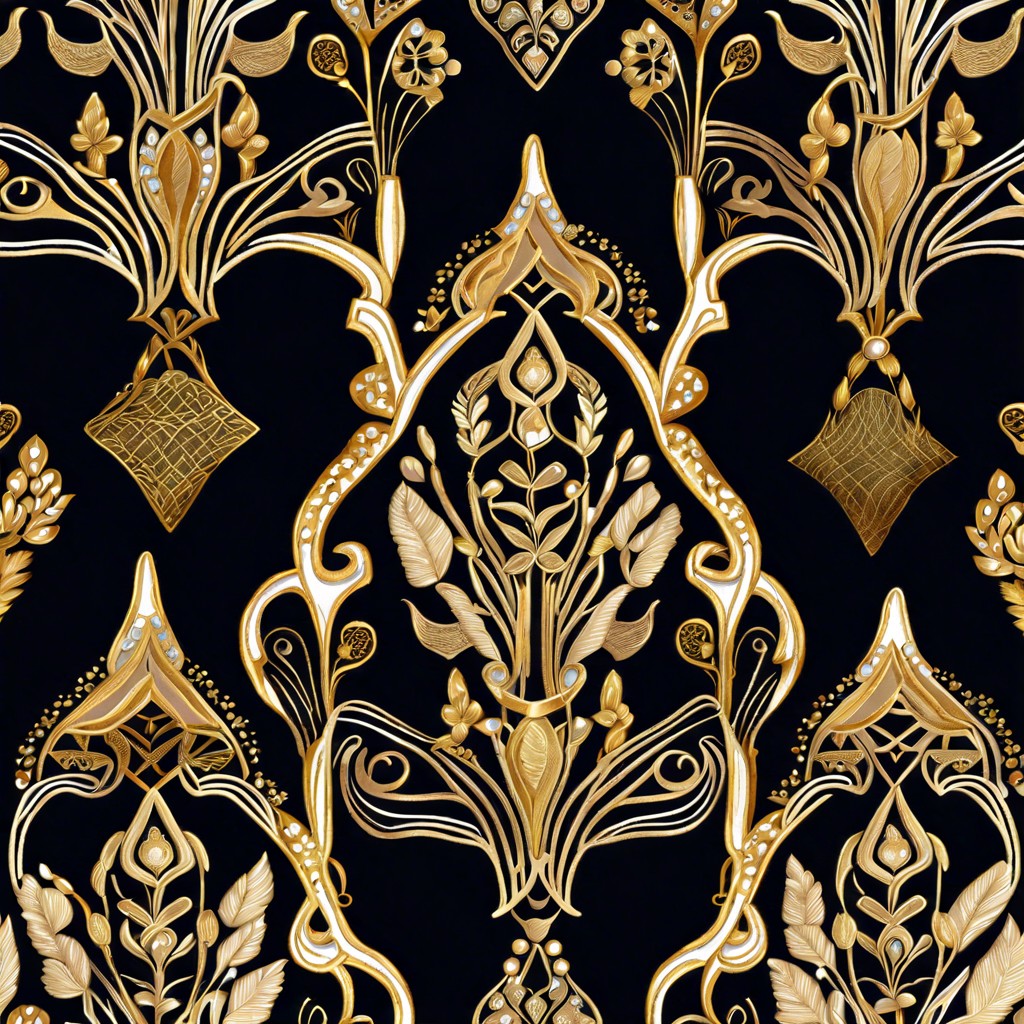 metallic gold embroidery on black velvet