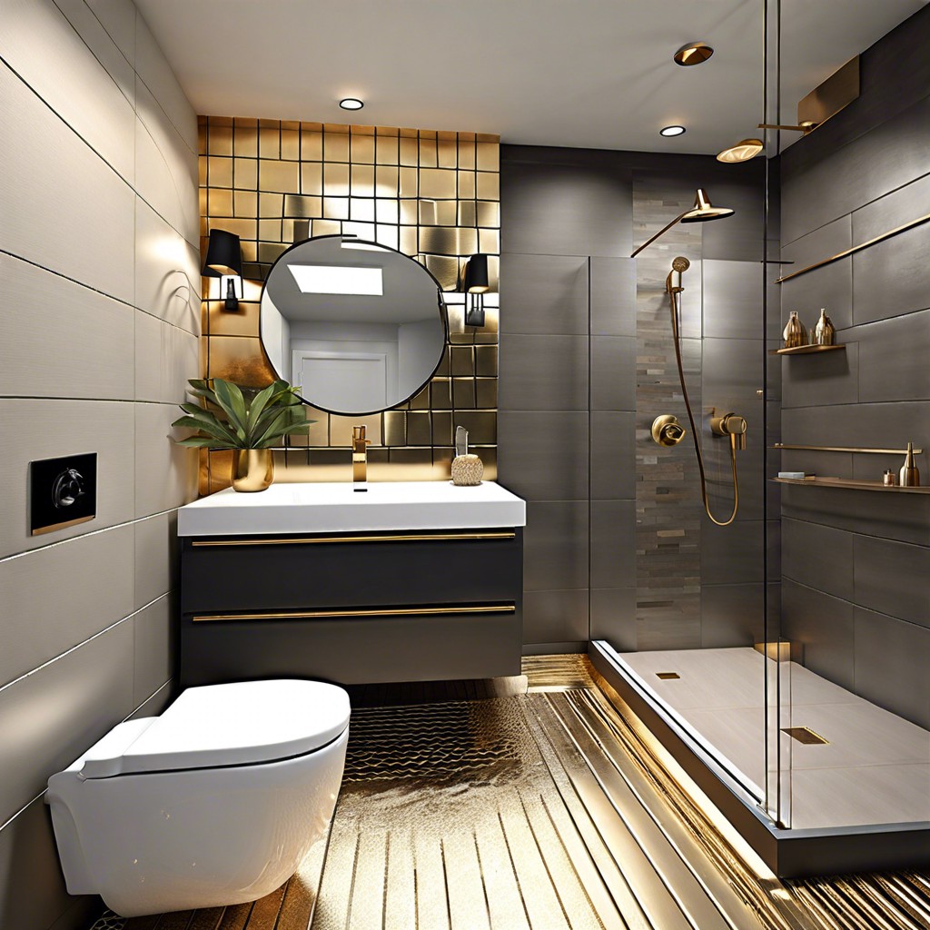 metallic shine incorporate metallic porcelain tiles as accent features