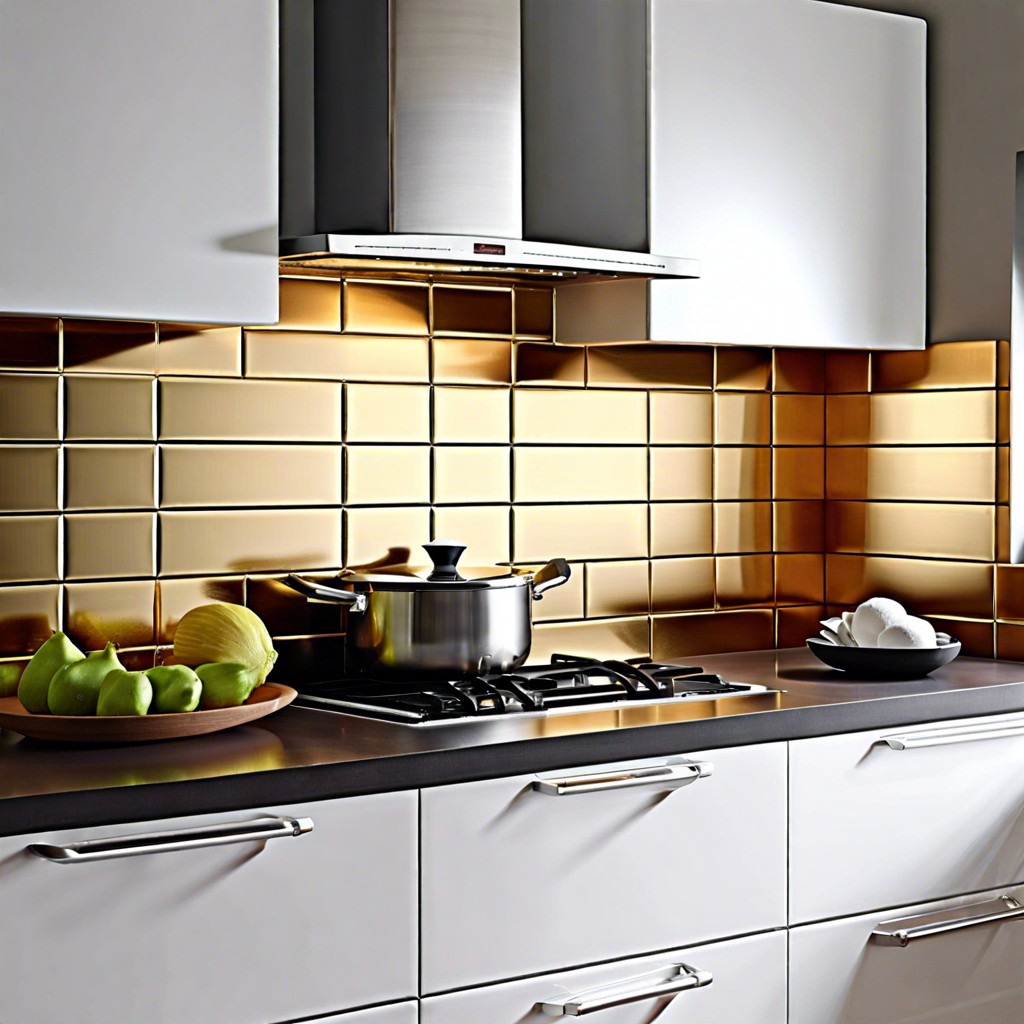 metallic subway tiles