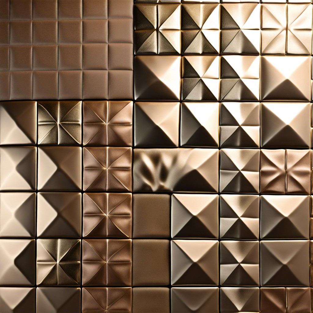 metallic tiles combined with matte ceramic in a modern mix