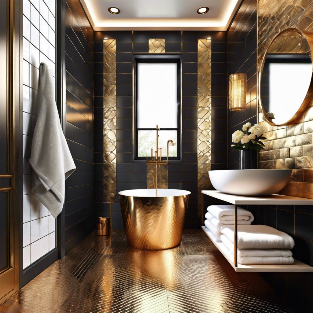 metallic tiles for a touch of luxury