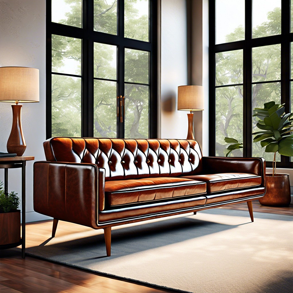 mid century modern leather sofas