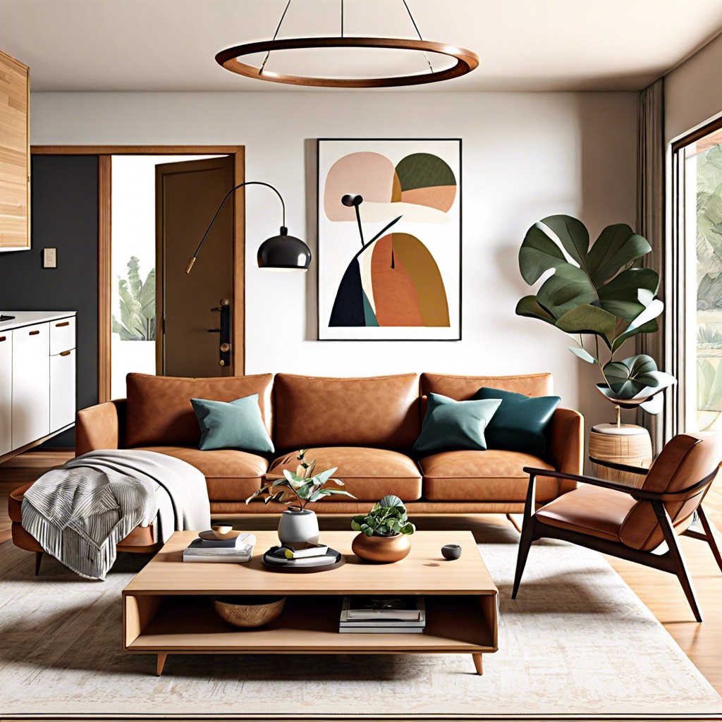 mid century modern sectional with wooden legs