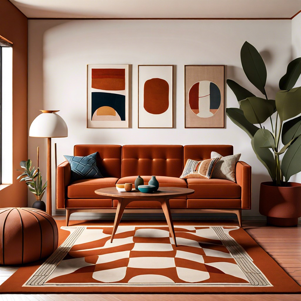 mid century modern with geometric rug
