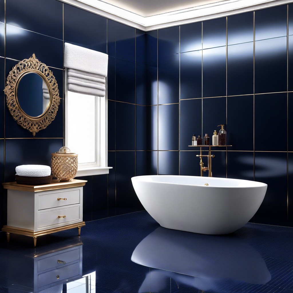 midnight blue shimmer dark blue tiles with a shimmer finish