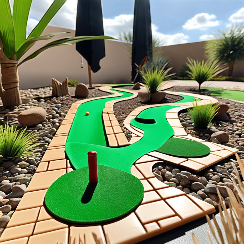 mini golf course with obstacles