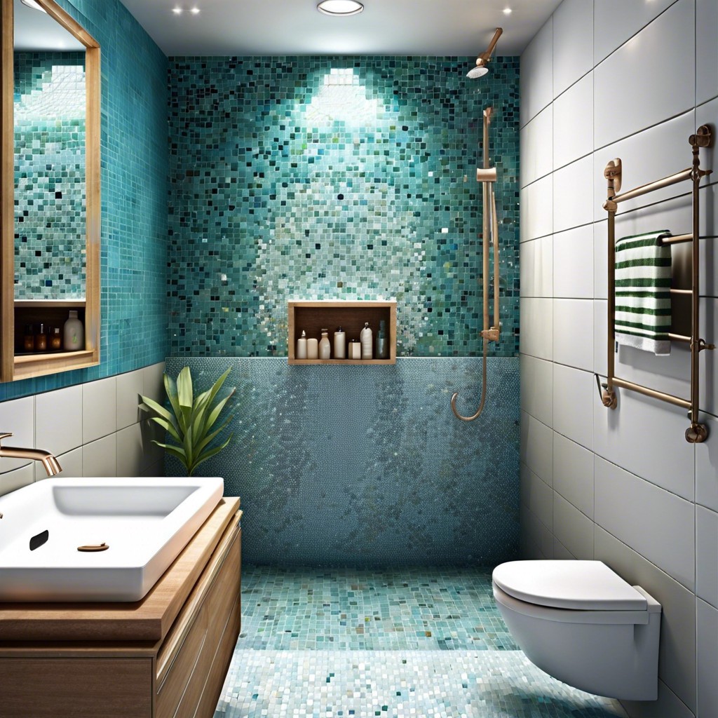 mini mosaic tiles in ocean hues